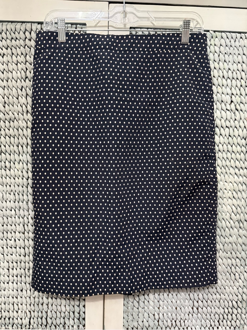 Navy Polka Dot Pencil Skirt - Classic Women's Work Skirt